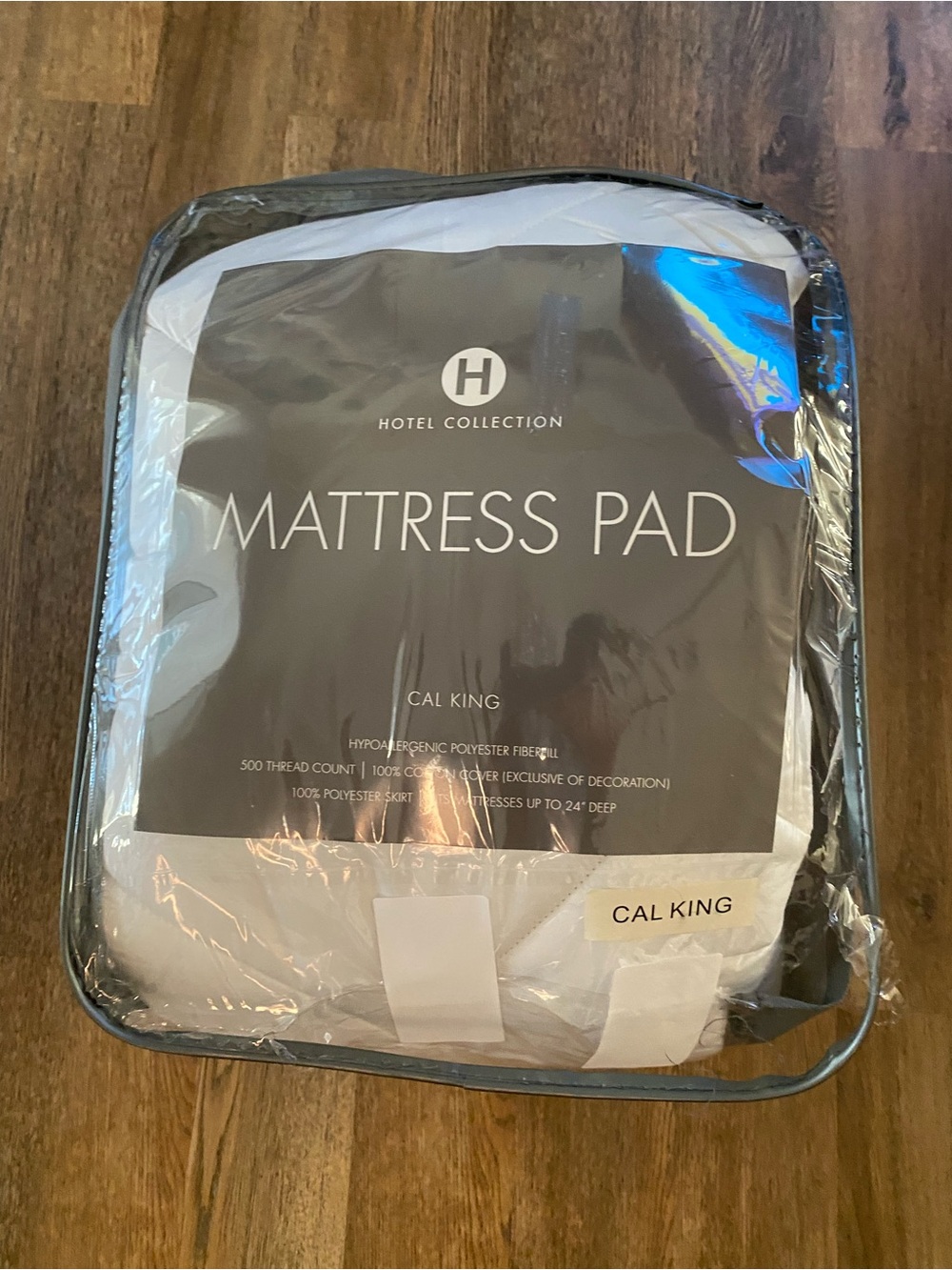 Hotel Collection 500 Thread Cotton Hypoallergenic Matress Pad CAL KING open box